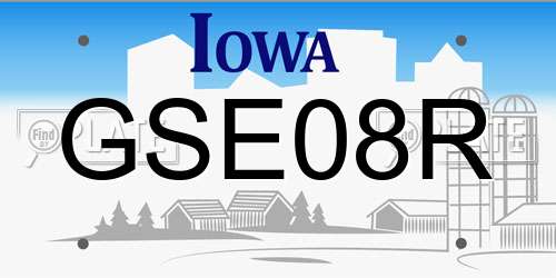 GSE08R Iowa License Plate
