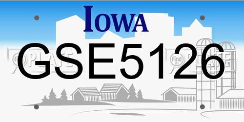 GSE5126 Iowa License Plate