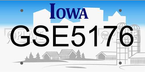 GSE5176 Iowa License Plate