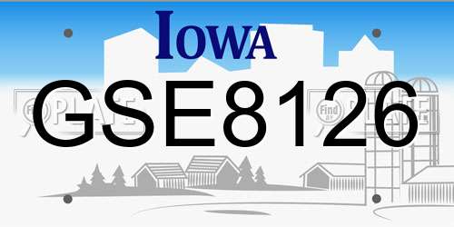 GSE8126 Iowa License Plate