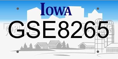 GSE8265 Iowa License Plate