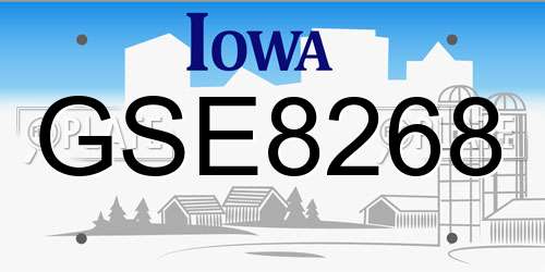 GSE8268 Iowa License Plate