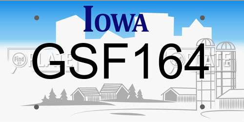 GSF164 Iowa License Plate