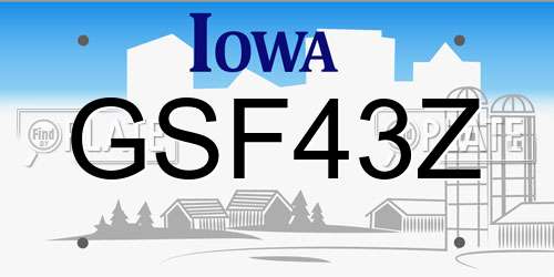 GSF43Z Iowa License Plate