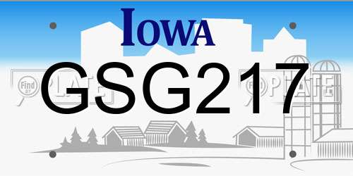 GSG217 Iowa License Plate