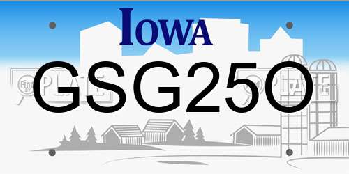 GSG25O Iowa License Plate