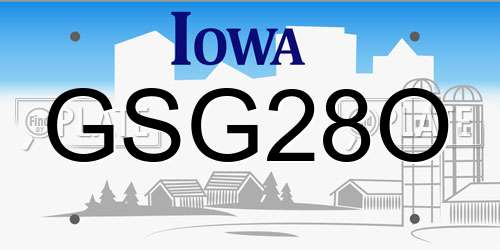 GSG28O Iowa License Plate