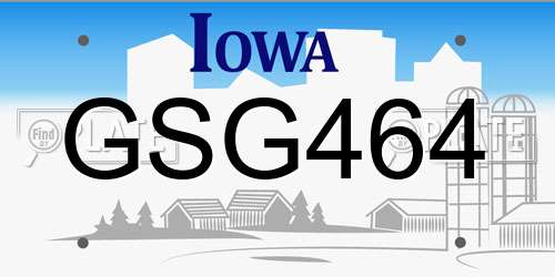 GSG464 Iowa License Plate