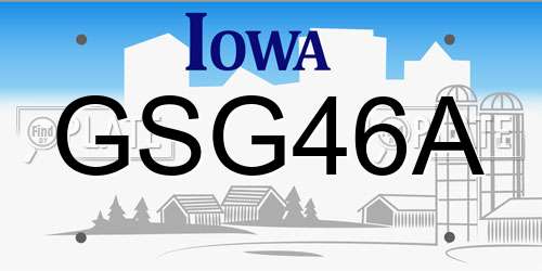 GSG46A Iowa License Plate