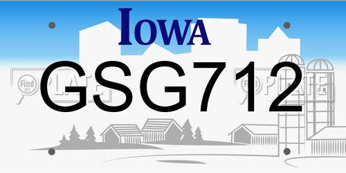 GSG712 Iowa License Plate