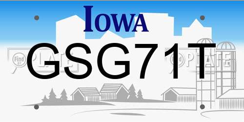 GSG71T Iowa License Plate