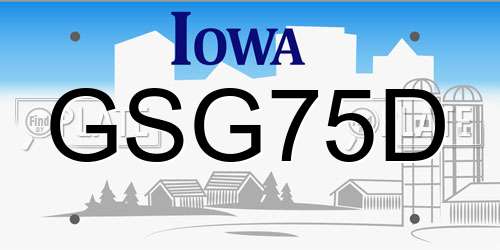 GSG75D Iowa License Plate