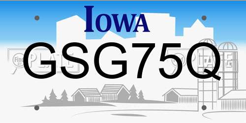 GSG75Q Iowa License Plate