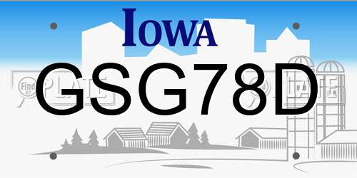 GSG78D Iowa License Plate