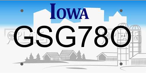 GSG78O Iowa License Plate