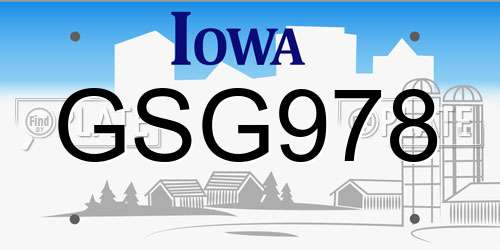 GSG978 Iowa License Plate
