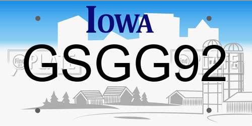 GSGG92 Iowa License Plate