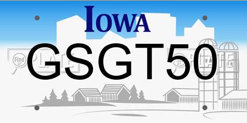 GSGT50 Iowa License Plate