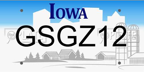 GSGZ12 Iowa License Plate
