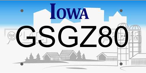 GSGZ80 Iowa License Plate