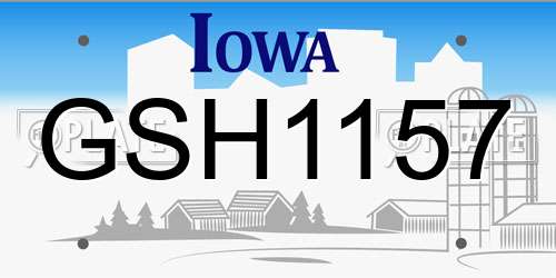 GSH1157 Iowa License Plate