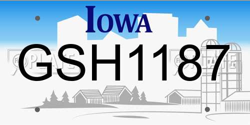 GSH1187 Iowa License Plate