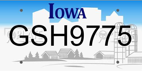 GSH9775 Iowa License Plate