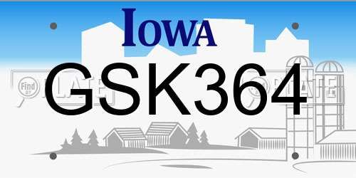 GSK364 Iowa License Plate