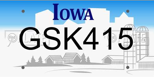 GSK415 Iowa License Plate