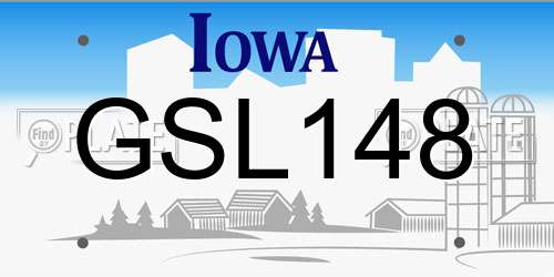 GSL148 Iowa License Plate