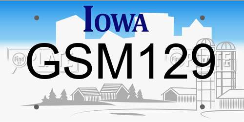 GSM129 Iowa License Plate