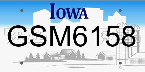 GSM6158 Iowa License Plate
