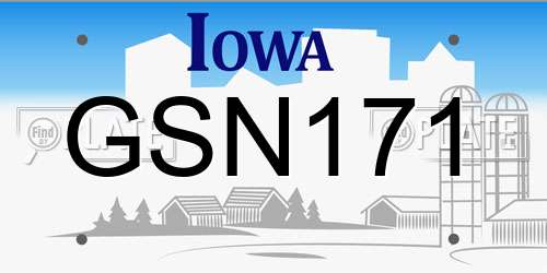 GSN171 Iowa License Plate