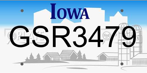 GSR3479 Iowa License Plate