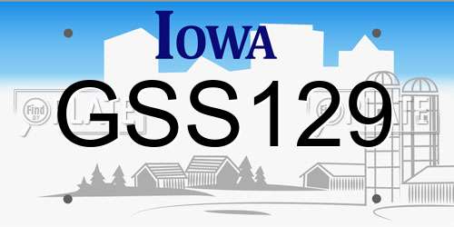 GSS129 Iowa License Plate