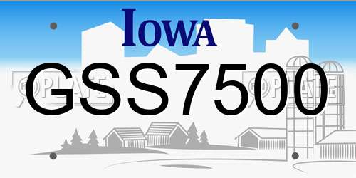 GSS7500 Iowa License Plate