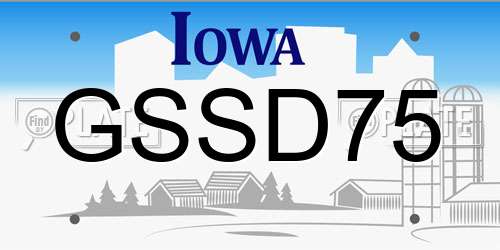 GSSD75 Iowa License Plate