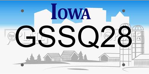 GSSQ28 Iowa License Plate