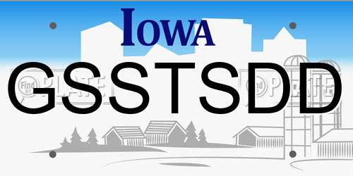 GSSTSDD Iowa License Plate