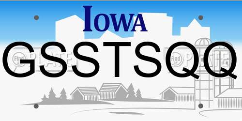 GSSTSQQ Iowa License Plate