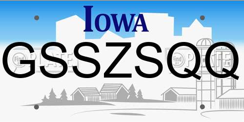 GSSZSQQ Iowa License Plate