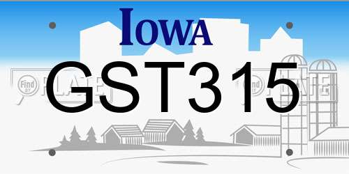 GST315 Iowa License Plate