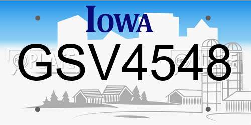 GSV4548 Iowa License Plate