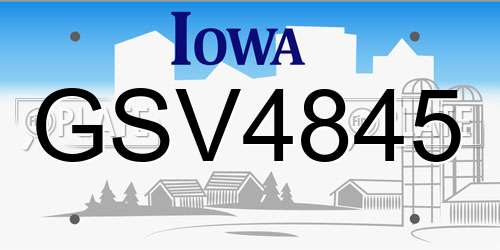 GSV4845 Iowa License Plate