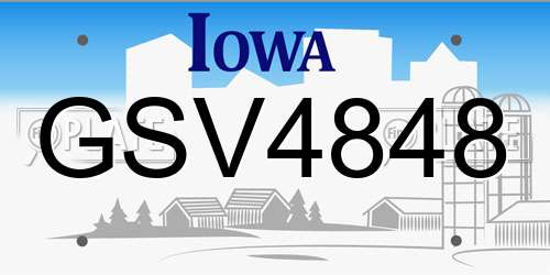 GSV4848 Iowa License Plate