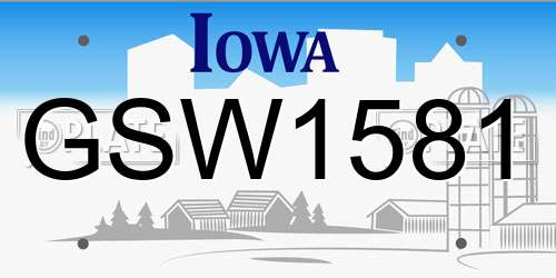 GSW1581 Iowa License Plate
