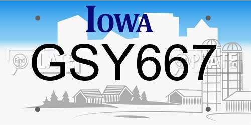GSY667 Iowa License Plate