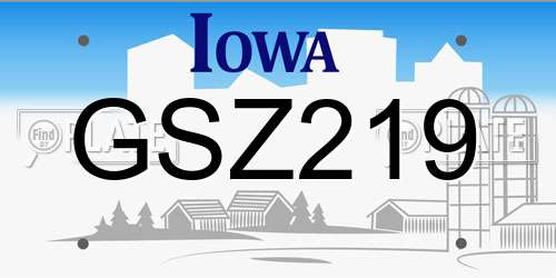 GSZ219 Iowa License Plate