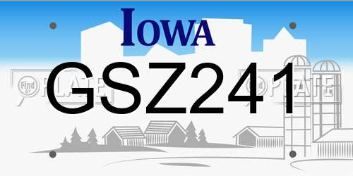 GSZ241 Iowa License Plate