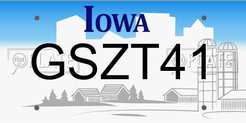 GSZT41 Iowa License Plate